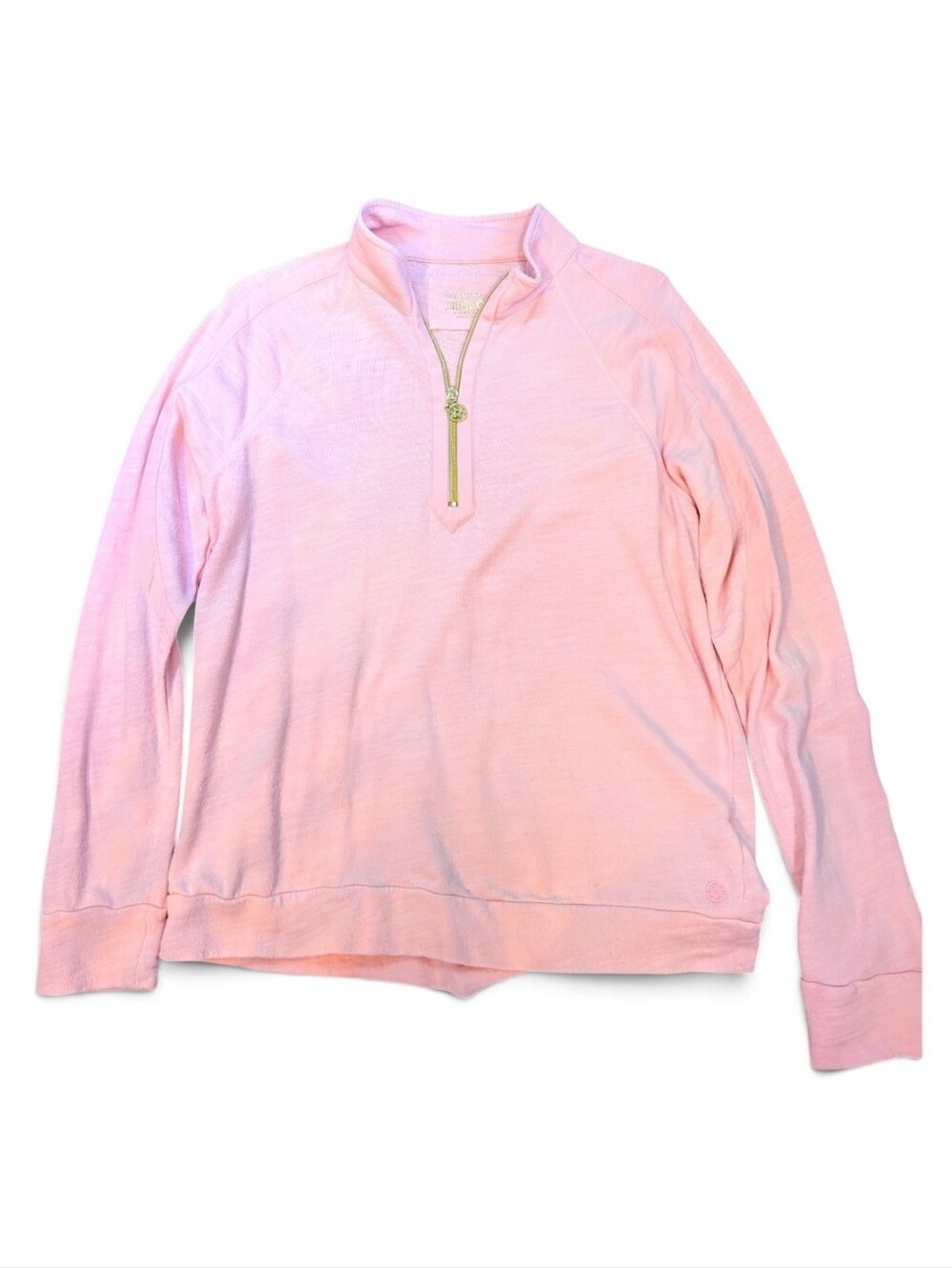 Lilly Pulitzer Luxletic Ashlee Half Zip Pullover Pink Cabana Cotton Terry M